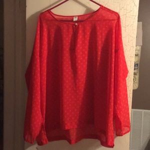 Red Printed sheer top